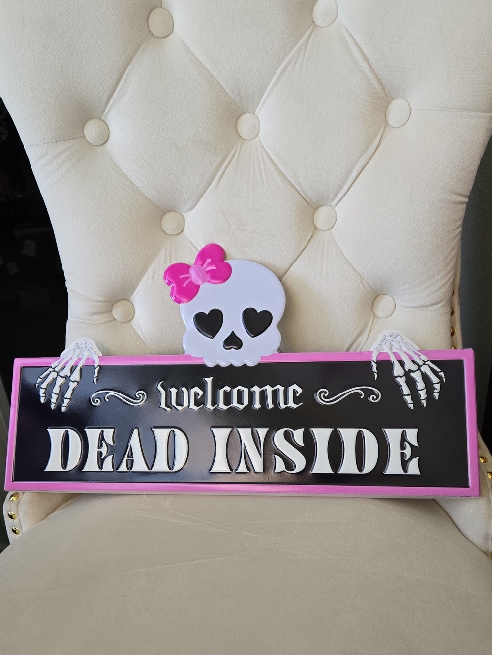 Michaels Halloween 2025 "Welcome Dead Inside" Skull Hanging Sign, NWT